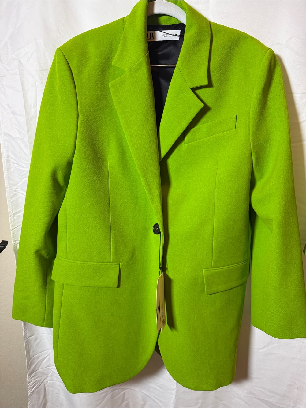 Zara Bright Lime Green Single-Button Blazer